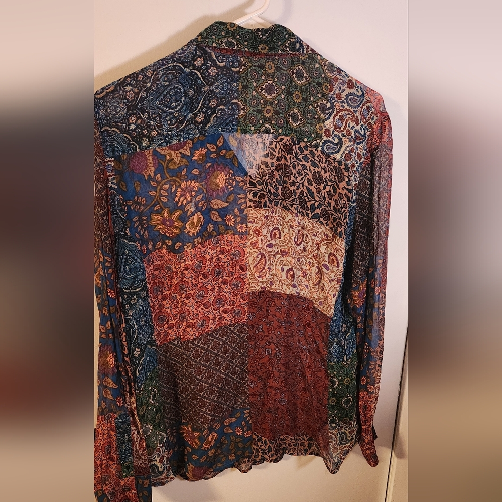 Lucky Brand Multicolor Patchwork Button-Up Shirt … - image 5